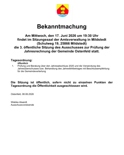 20260617 3.öffentl Sitzung Prüfung Jahresrechnung